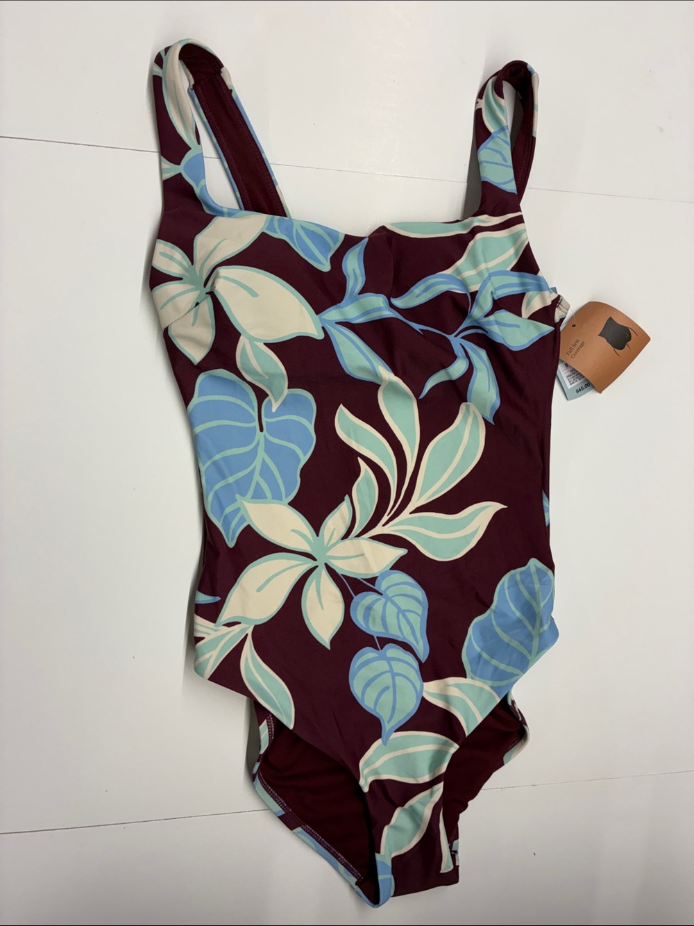 NEW Shade & Shore Women’s One-Piece Swimsuit Floral Burgundy Women’s size Small